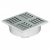 Siphonette 150x150mm sortie verticale Ø50 – Grille inox