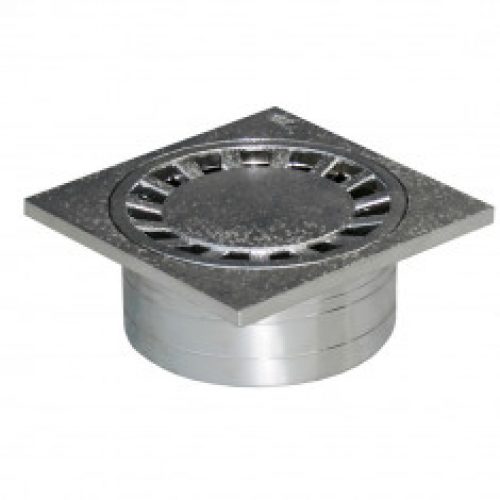 Siphonette chromée 150x150mm sortie verticale Ø50