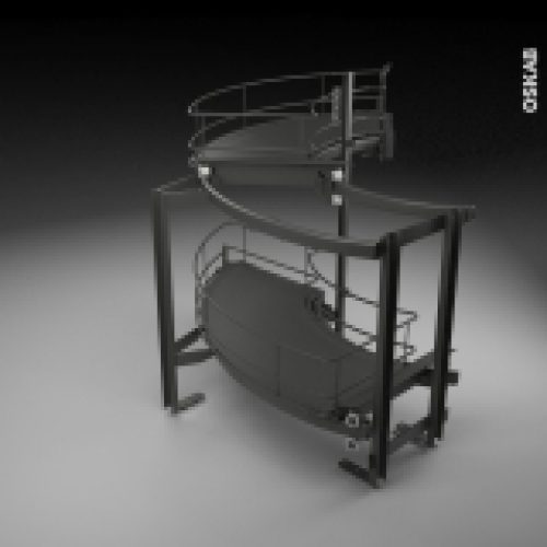 Sokleo Rangement Angle Bas Demi Lune Coulissant Epoxy Anthracite Porte 40 Tirant Gauche