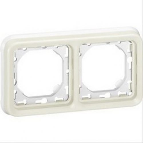 Support plaque blanc 2 postes Plexo composable IP 55