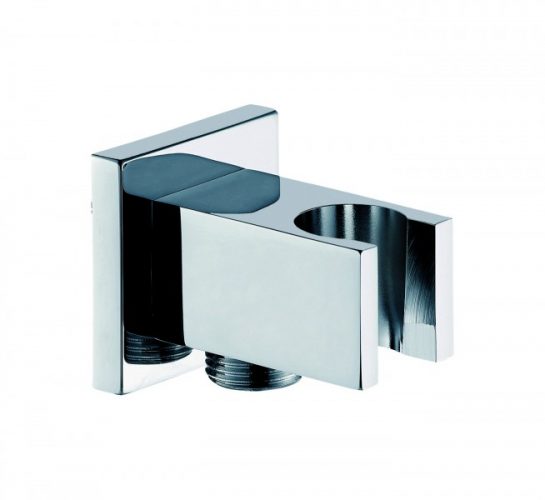 Support pour douchette à main avec branchement mural  et clapet anti-retour BA002 – design carré