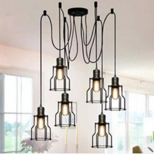 Suspension Rustique en Métal avec lampes à grille