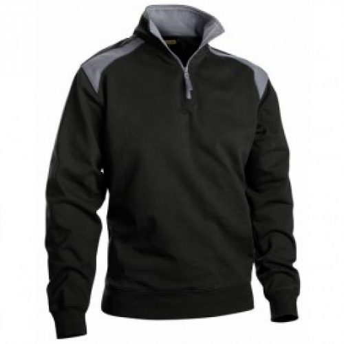 Sweat bicolore – col camionneur à zip – 100 % coton – Coton 3353