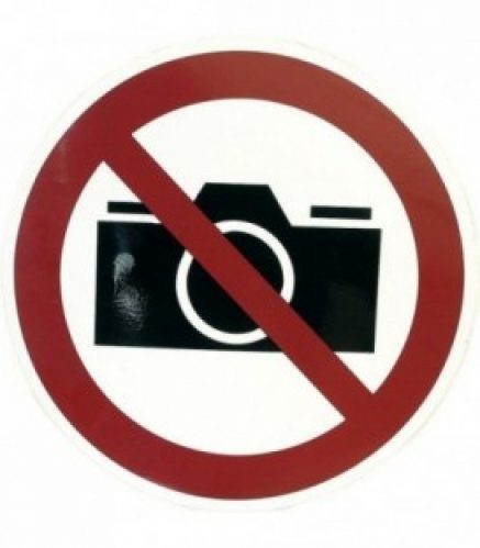 Symbole d&rsquo;interdiction, D 20 cm &lsquo;Interdiction de prendre des photos » Feuille adhesive