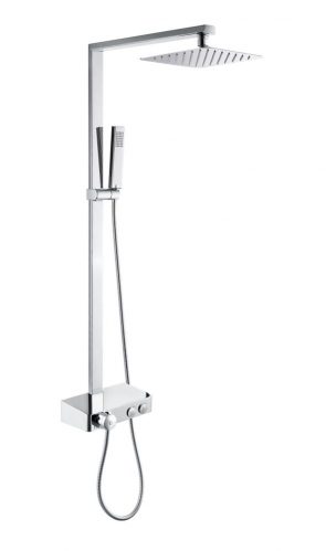 Système de douche combiné thermostatique NT7025 avec flexible et douchette à main – avec ou sans tête de douche carrée