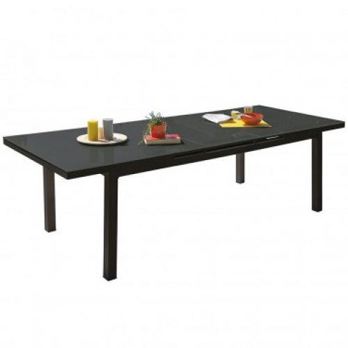 Table DCB GARDEN MIAMI verre et aluminium 180/240x100cm – ANTHRACITE