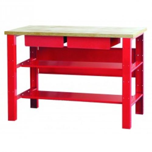 Établi – métal bois – mécanicien – 2 rayons – 1,20 m – 2 tiroirs