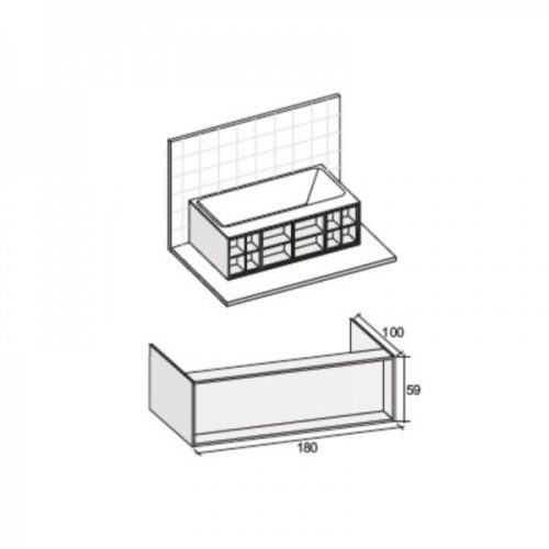 Tablier de Baignoire Riho Girasole Pour Montage Contre Le Mur 1000x590x1800mm