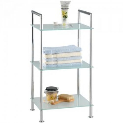 Étagère de salle de bain basse – 3 tablettes en verre