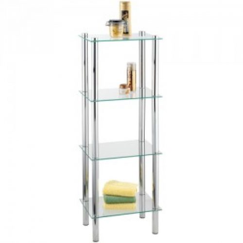 Étagère de salle de bain carrée – Yago – 4 tablettes en verre