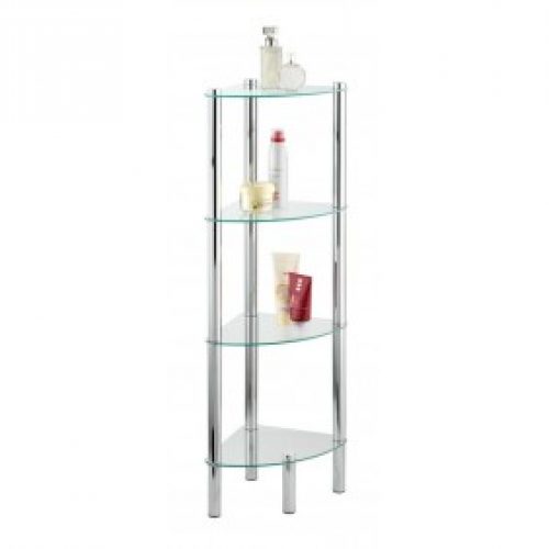 Étagère de salle de bain d&rsquo;angle – Yago – 4 tablettes en verre