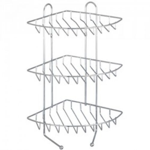 Étagère murale d&rsquo;angle – 3 paniers 2 crochets