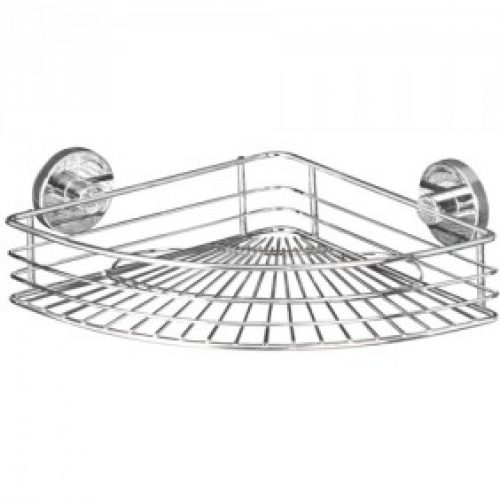 Étagère murale d&rsquo;angle – Bari – Acier inox – Fixation Vacuum-Loc