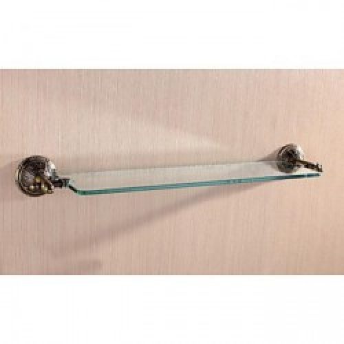Étagère murale en verre et en bronze antique pour salles de bain