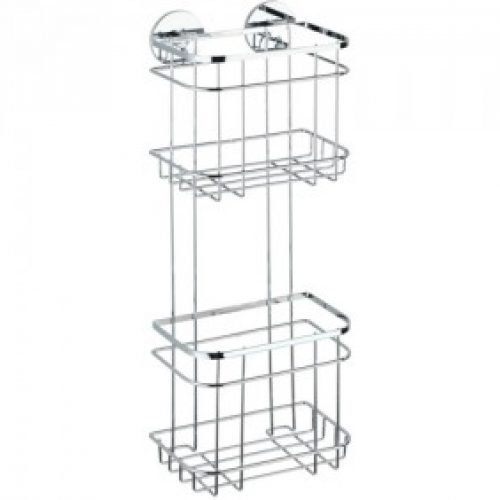 Étagère murale pour salle de bain – 2 paniers – Fixation Turbo-Loc