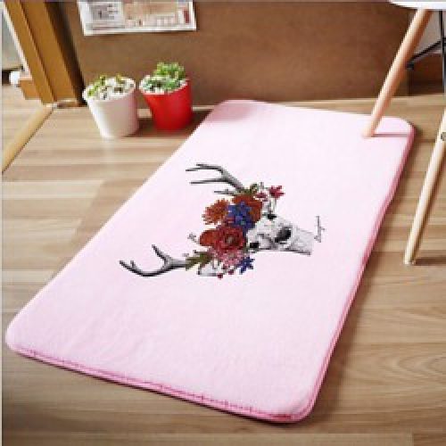 Tapis anti-dérapant moderne en flanelle ( 50 x 80 cm ) Rose dragée