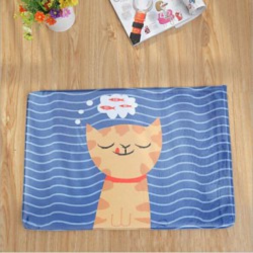 Tapis antidérapant moderne en flanelle à motif de chat