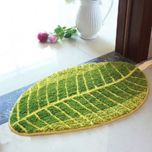 Tapis antidérapant moderne à la forme de feuille d’arbre en microfibre et polyester