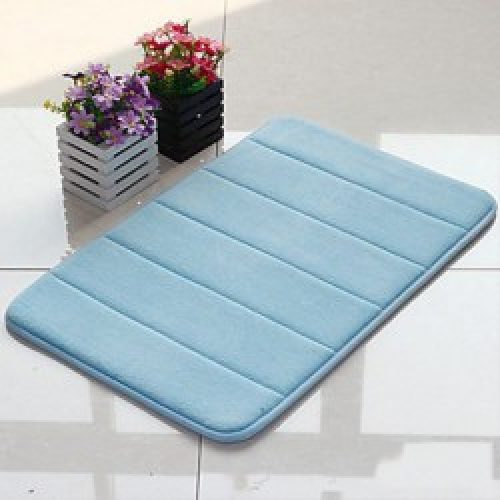 Tapis de bain en mousse à mémoire bleu