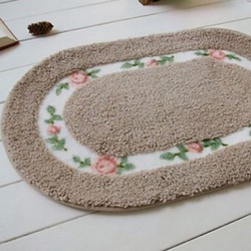 Tapis de bain moderne à  motif floral Rose dragée