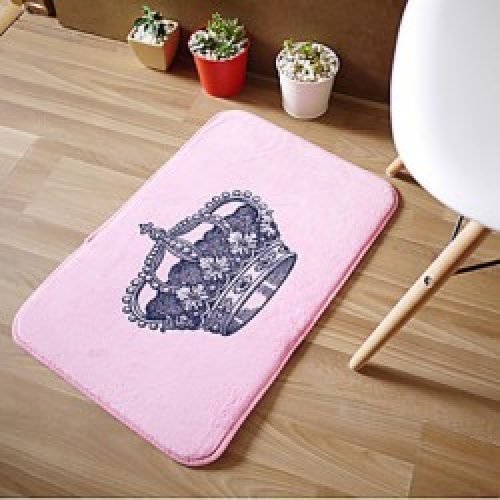 Tapis de bain mousse à  mémoire avec motif couronne du roi ( 40 x 60 cm ) Rose dragée