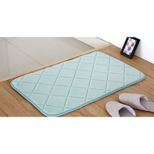 Tapis de bain vert en mousse à mémoire à motif carreaux ( 50 x 80 cm )