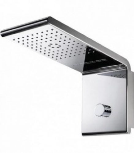 Tete de douche EIRIN inox poli, DN15 (1/2&Prime;) male chromé, 3 jets+inverseur