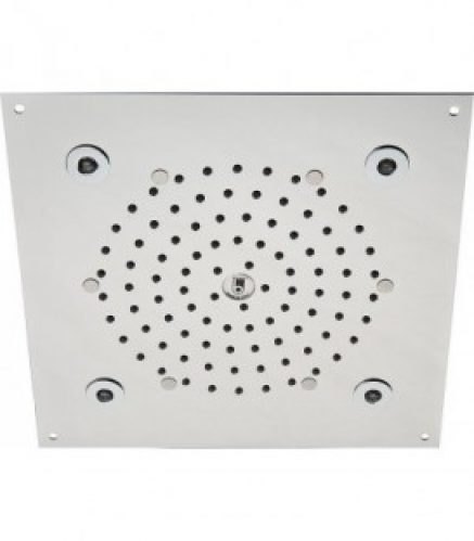 Tete de douche EKIN Flat Light avec 4 LED blanc 260x260mm, inox poli