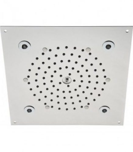 Tete de douche EKIN Flat LightII avec 4 RGB LED, chromotherapie 260x260mm, inox poli