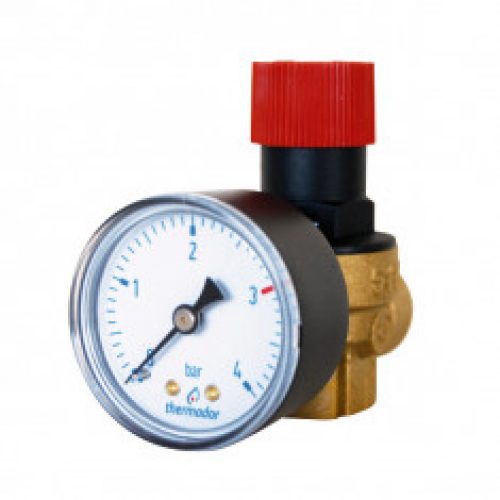 THERMADOR Soupape de sécurité NF 3 bar-120kW+manomètre-Femelle 1/2&Prime;