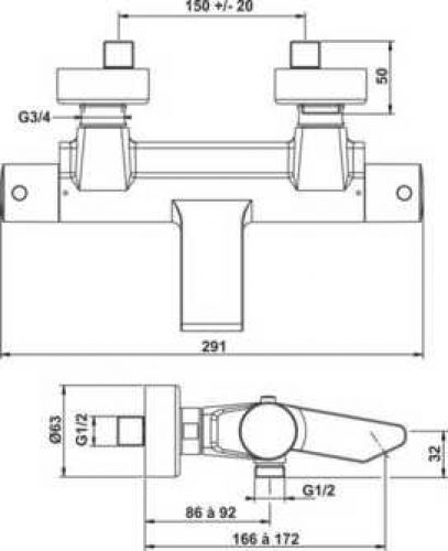 Thermostatique de bain douche mural série C Garantie 10 ans