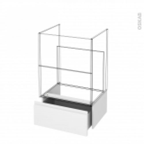Tiroir Sous Meuble Socle N51 Ipoma Blanc Mat Pour Meuble Salle De Bains L60 X H26 X P45 Cm