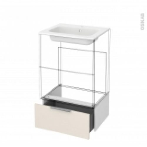 Tiroir Sous Meuble Socle N51 Keria Ivoire Pour Meuble Salle De Bains L60 X H26 X P45 Cm