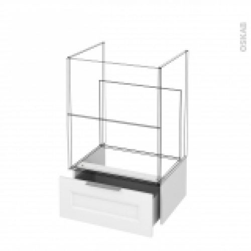 Tiroir Sous Meuble Socle N51 Static Blanc Pour Meuble Salle De Bains L60 X H26 X P45 Cm