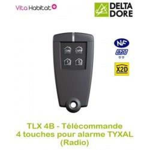 TLX 4B – Télécommande 4 touches pour alarme TYXAL (pile fournie) – 6413239