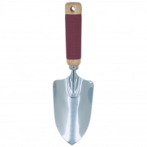 Transplantoir tête large acier chromé 300mm – Manche bois