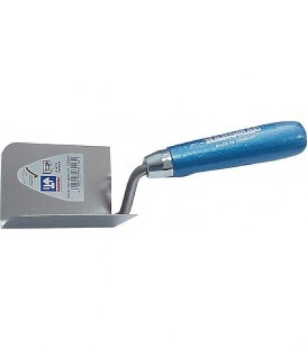 Truelle d’angle int. 90° 80x60mm inoxydable manche bleu