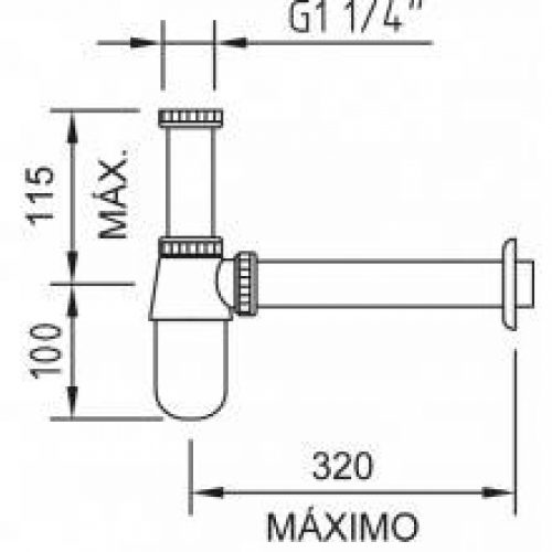 Tube de vidage en laiton pour lavabo ou bidet