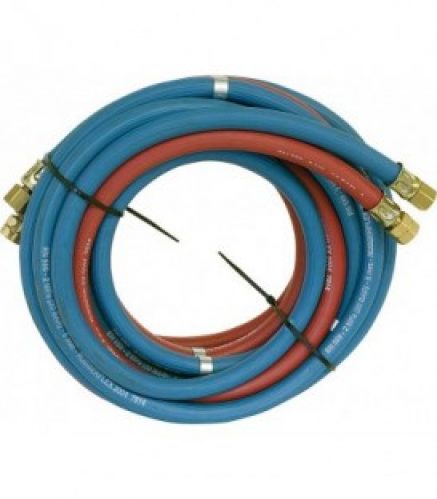 tuyau acetylene et oxygene 9×3,5mm(A), 6×5,0mm(S), 5 metres gaine et ecrou chapeau 1/4&Prime; droite, 3/8&Prime; gauche