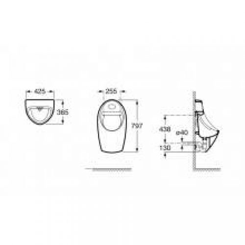 Urinoir alimentation à piles Euret Roca