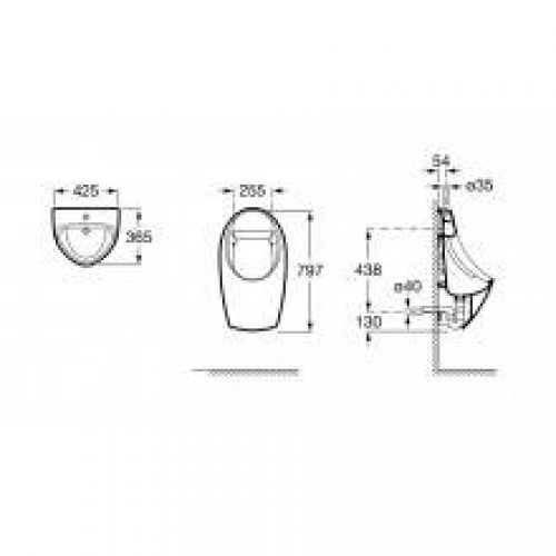 Urinoir alimentation réseau électrique Euret Roca