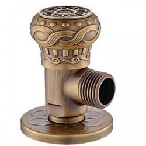 Valve d&rsquo;angle ornée en laiton antique