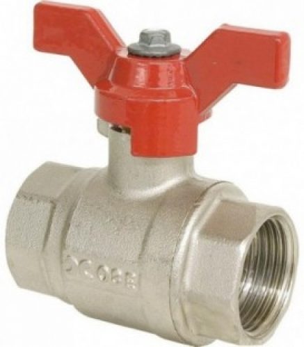 Vanne a boisseau sph avec poignee papillon filet fem/fem 1/2&Prime; PN40 Laiton nickele