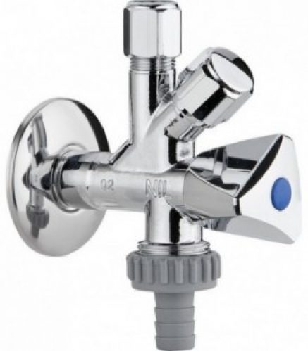 Vanne d’angle combi Nil 1/2″x3/4″x3/8″, avec joint male chromé