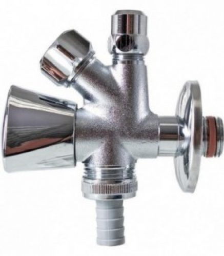 Vanne d’angle combinée DN15 1/2″ – mat chromé avec rosace-clapet antiretour-raccord