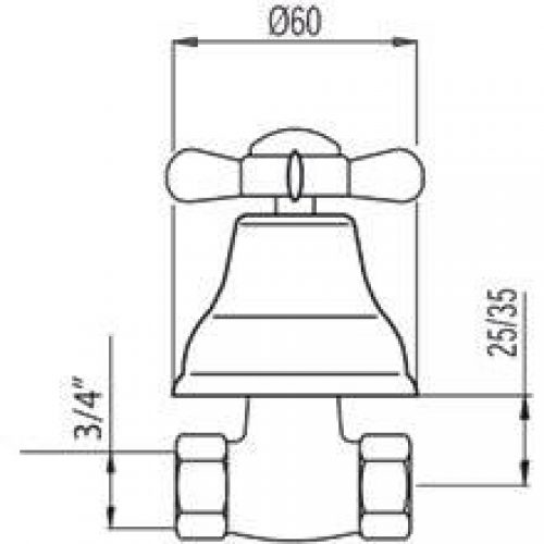 Vanne d&rsquo;arrêt de 3/4&Prime; Rétro-TRES eau chaude
