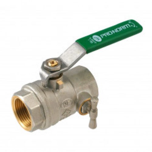 Vanne d&rsquo;arrêt F/F à purge passage intégral NF ACS Poignée Verte SOMATHERM