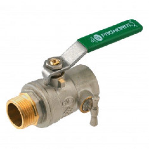 Vanne d&rsquo;arrêt M/F à purge passage intégral NF ACS Poignée Verte SOMATHERM