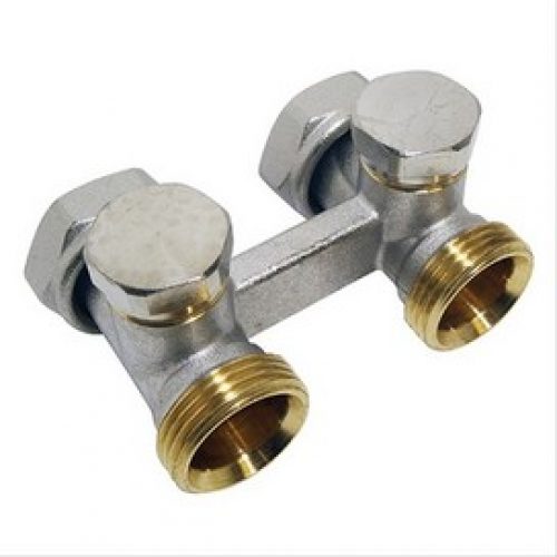 Vanne double corps équerre 3/4 EK Bitube au sol pour radiateur 6 entrées