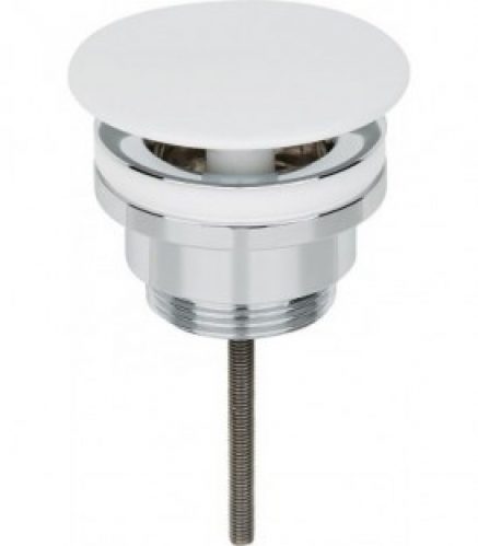 Vanne laiton chromé DN32 (11/4&Prime;) avec trop-plein avec plaque fixe laquée blanche